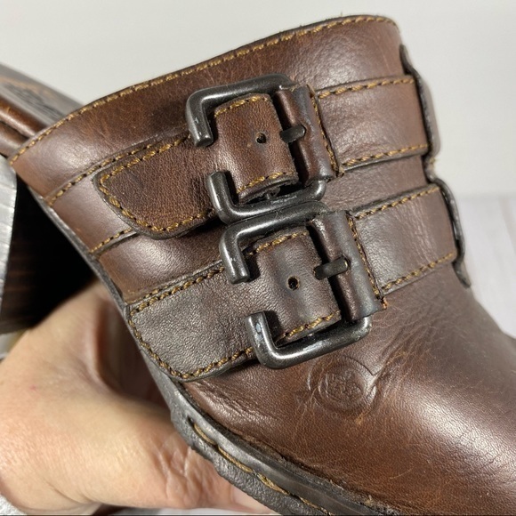 Born Brown Leather Slip-on Heeled Mules 7 / 38 - Picture 9 of 12